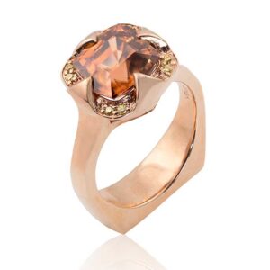 18K Rose Gold Ring with 596 Cinnamon Zircon and Coffee Colored Diamonds WBG