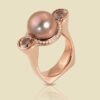 18K Rose Gold Ring with Rose Colored Pearl and 299ct Zircons with 50ct Diamonds