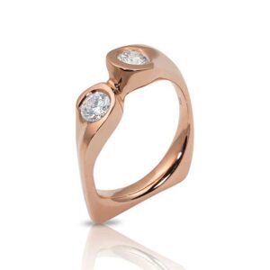 18K Rose Gold Ring with Two Diamonds 101ctw F Color VS Clarity