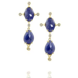 18K Yellow Gold Earrings with 1137ct Sapphires and 20ct Diamonds WBG