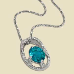 Apatite 590ct with Diamonds 111ct in 18kt White Gold