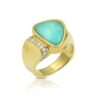 Chrysoprase and Diamond Ring 15ct in 18K Yellow Gold