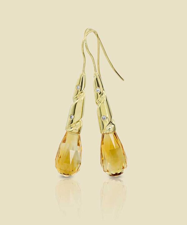 Citrine Briolettes 1778ctw with Accent Diamonds in 18kt Yellow Gold