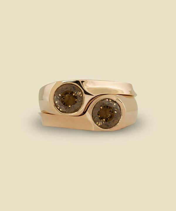Mocha Zircons 257ctw in Set of 18kt Rose Gold Rings