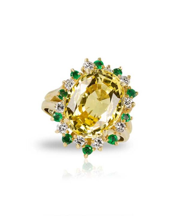 Nat'l yellow sapphire 10.59ct .40ct diamond