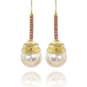 Pearl 18kt yellow pink sapphie