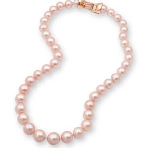 Pink Pearl Necklace with 18K Rose Gold and Diamond with Pink Sapphire Clasp