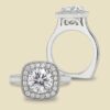 Platinum Engagement Ring with Round Brilliant Center Diamond and Halo