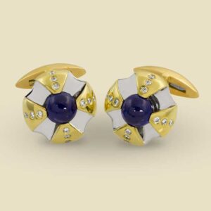 Sapphire Cabochons 475ct with Diamonds 51ct in 18kt Yellow Gold