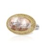 Sterling Silver and 18K Yellow Gold Ring with Oval Quartz and Coffee Diamonds WBG