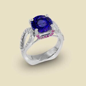 Tanzanite 402ct with Pink Sapphires and Colorless Diamonds in 18kt White Gold Limited Edition
