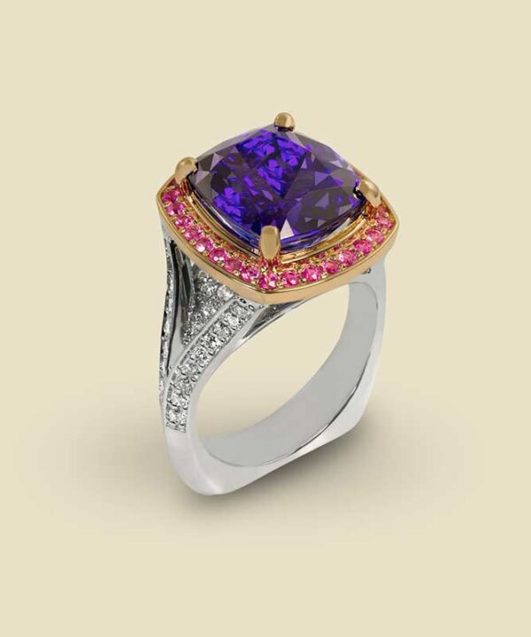 Tanzanite 757ct with Diamonds 175ct and Pink Sapphires 82ct in 18kt White Gold