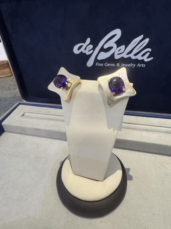 18k Gold Amethyst Earrings