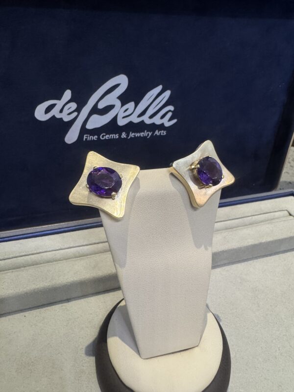 18k Gold Amethyst Earrings