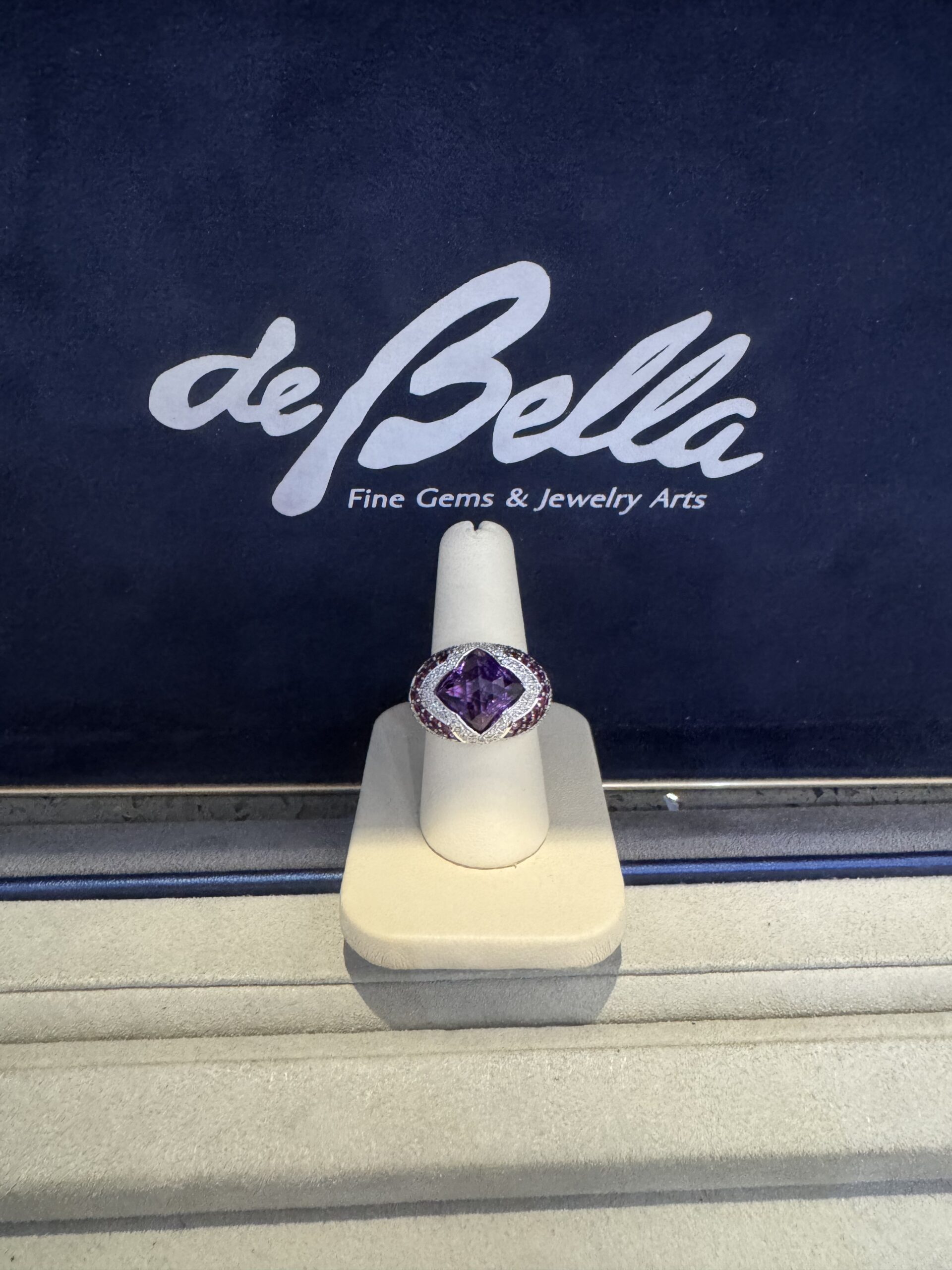 18k Ameythst Gadi Ring with Ruby & Diamond