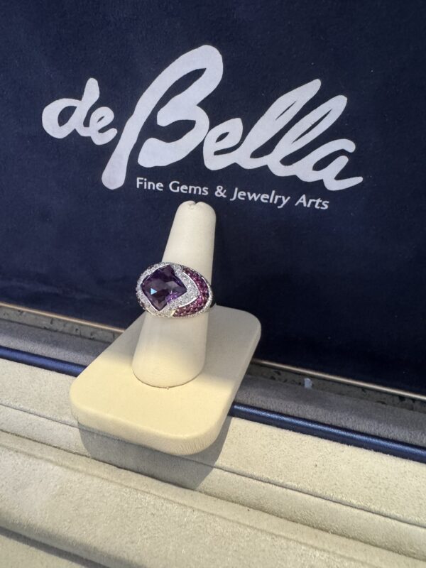 18k Ameythst Gadi Ring with Ruby & Diamond