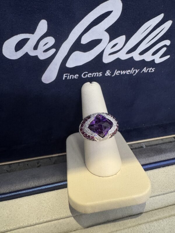18k Ameythst Gadi Ring with Ruby & Diamond
