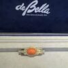 18k Gold Coral & Diamond Zia symbol brooch