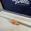 18k Gold Coral & Diamond Zia symbol brooch