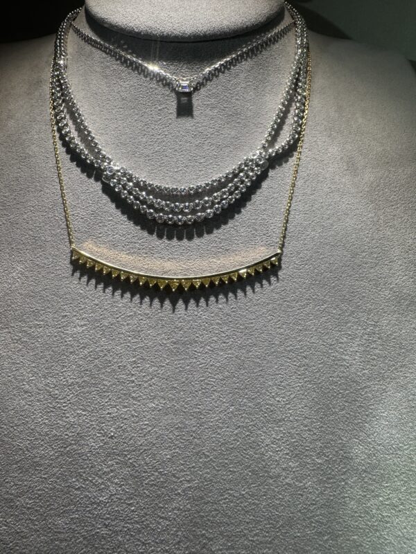 18k Fancy Yellow Trillion Diamond Bar Necklace