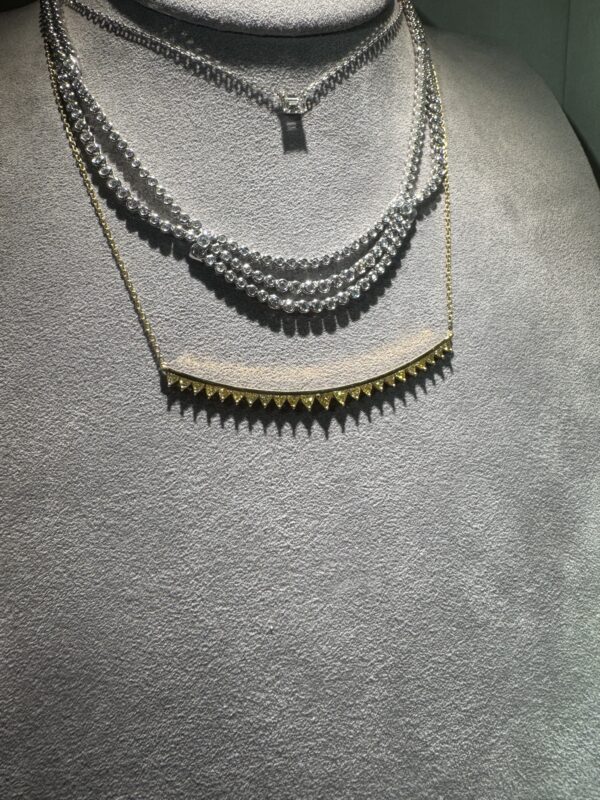 18k Fancy Yellow Trillion Diamond Bar Necklace