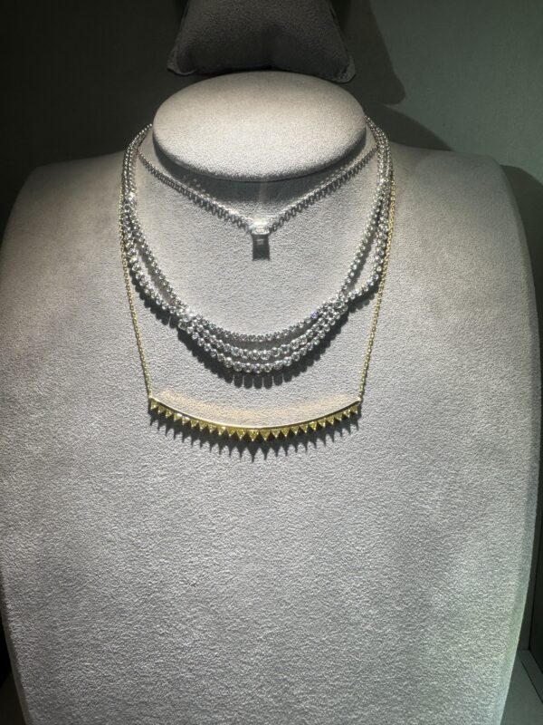 18k Fancy Yellow Trillion Diamond Bar Necklace