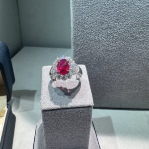 3.22CT Ruby & Diamond Platinum Estate Ring